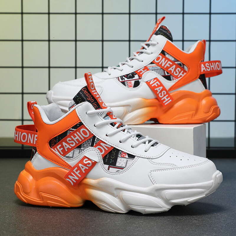 Spring New Breathable High-Top Men's new Trendy Versatile Height-Increasing Sneakers Casual Dad Shoes