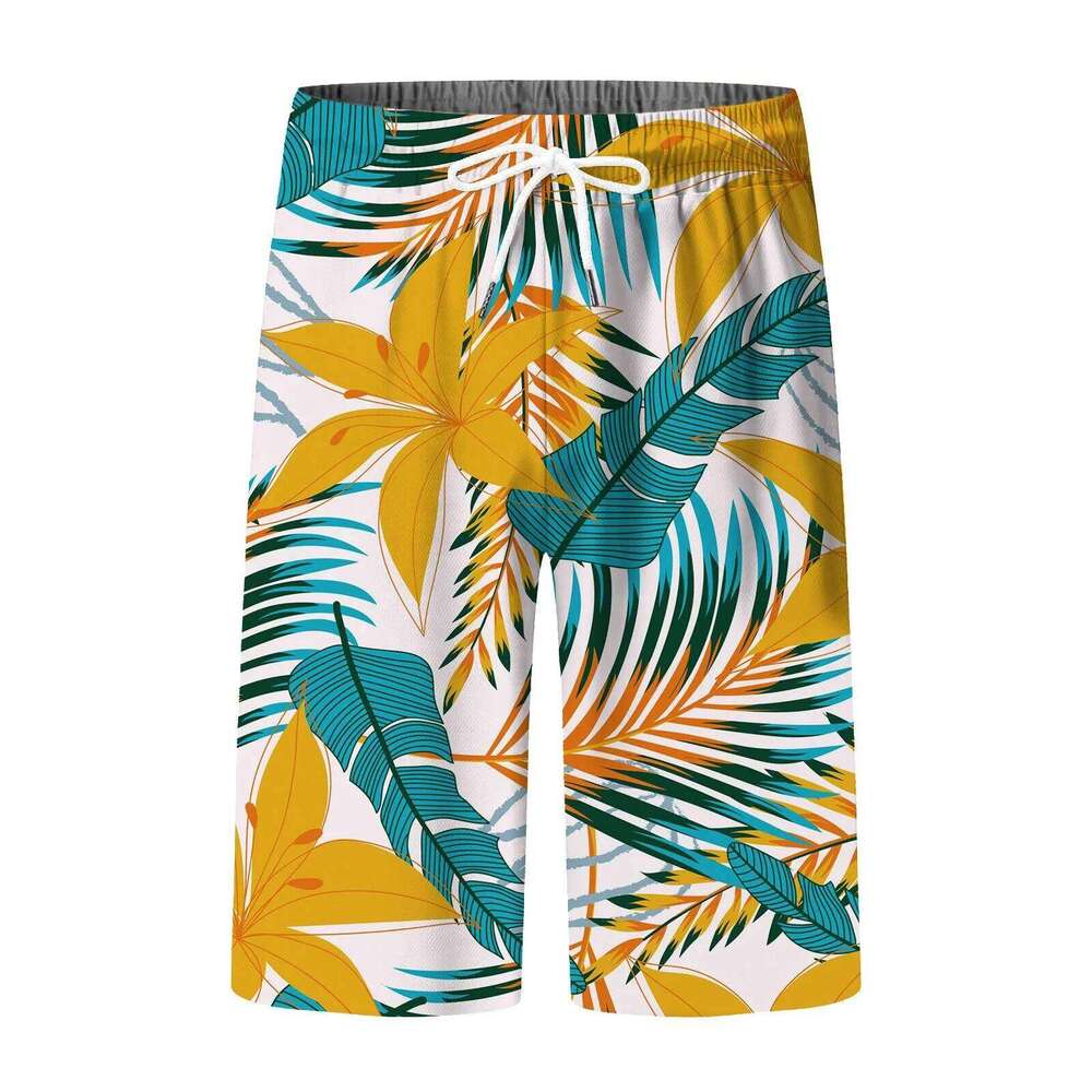 Men's Beach Summer Fashion Hawaii Patterns Drawstring Men Swim Trunks Elastic Waist 3D Print Gradient Breathable Shorts shorts