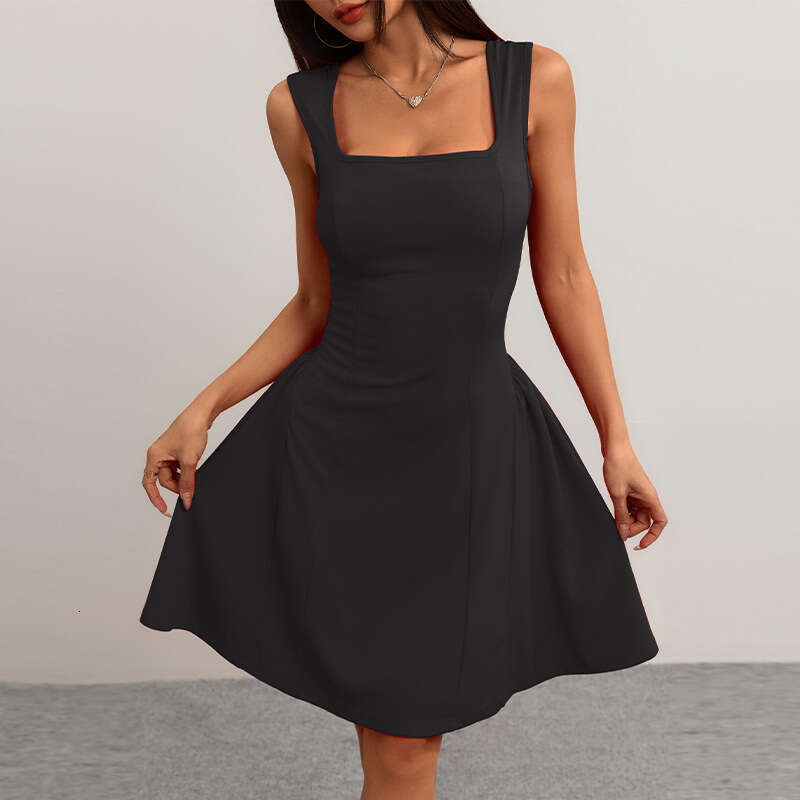 Hot-Selling Cross-Border Women's Fashion 2025 Summer New European and American Slim Fit Backless Sleeveless Tank Dress