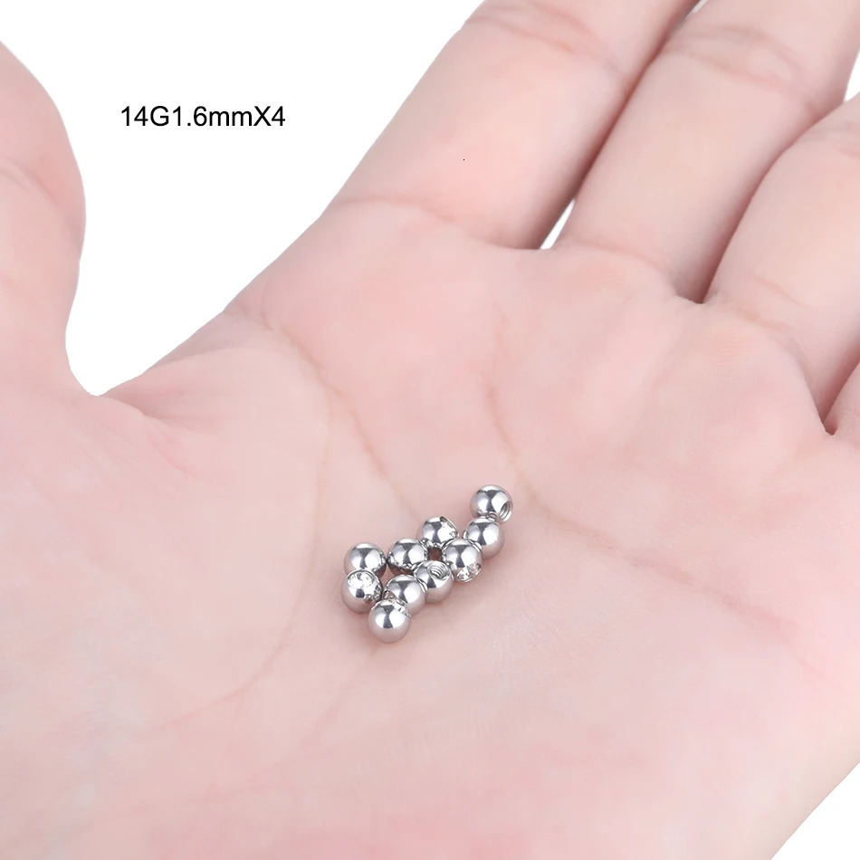 10pcslot Steel CZ Gem Replacement Spare Balls Labret Tongue Ring Ear Belly Eyebrow Piercing Attachment 16G 14G DIY Body Jewelry 250613
