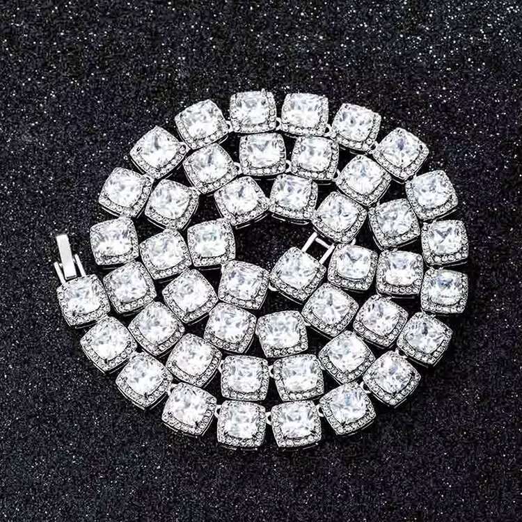 Elegant Male Fashion Statement Premium 925 Sterling Silver Bezel Set Curb Necklace