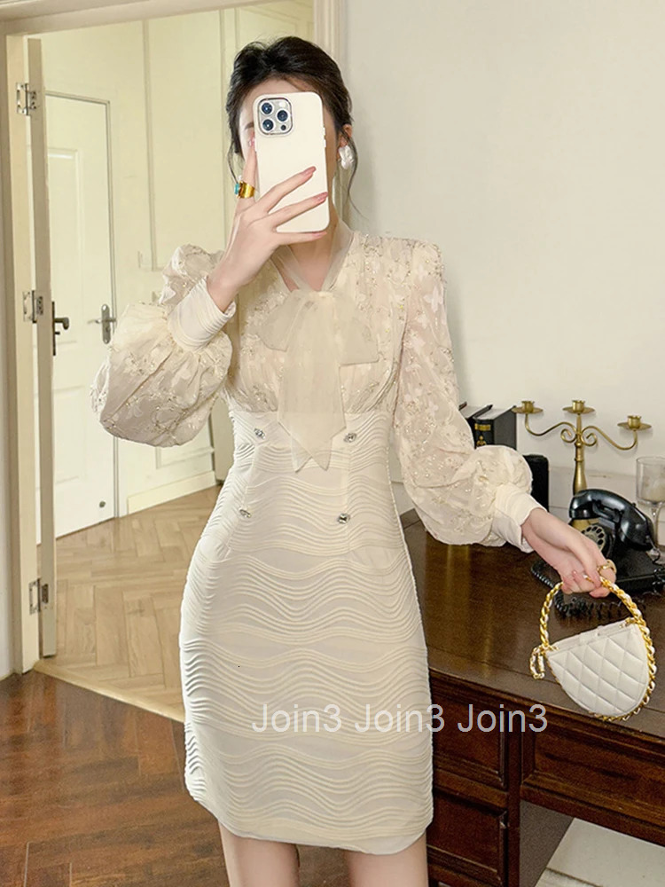 New Fashion Lady Work Style Fake 2 Pieces Pencil Short Dress Women Clothes Elegant Office Sweet V-Neck High Waist Slim Vestidos