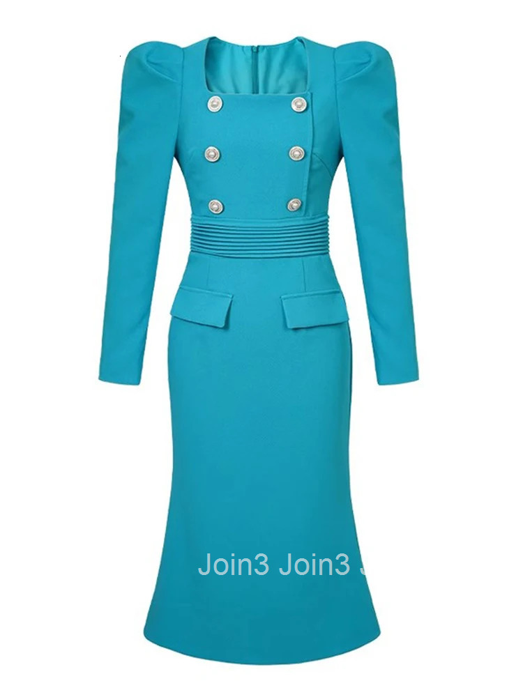 New Work Style Business Formal Occasion Dresses Women Clothes Elegant Commute Square Collar Slim Dress Robe Femme Mujer Vestidos