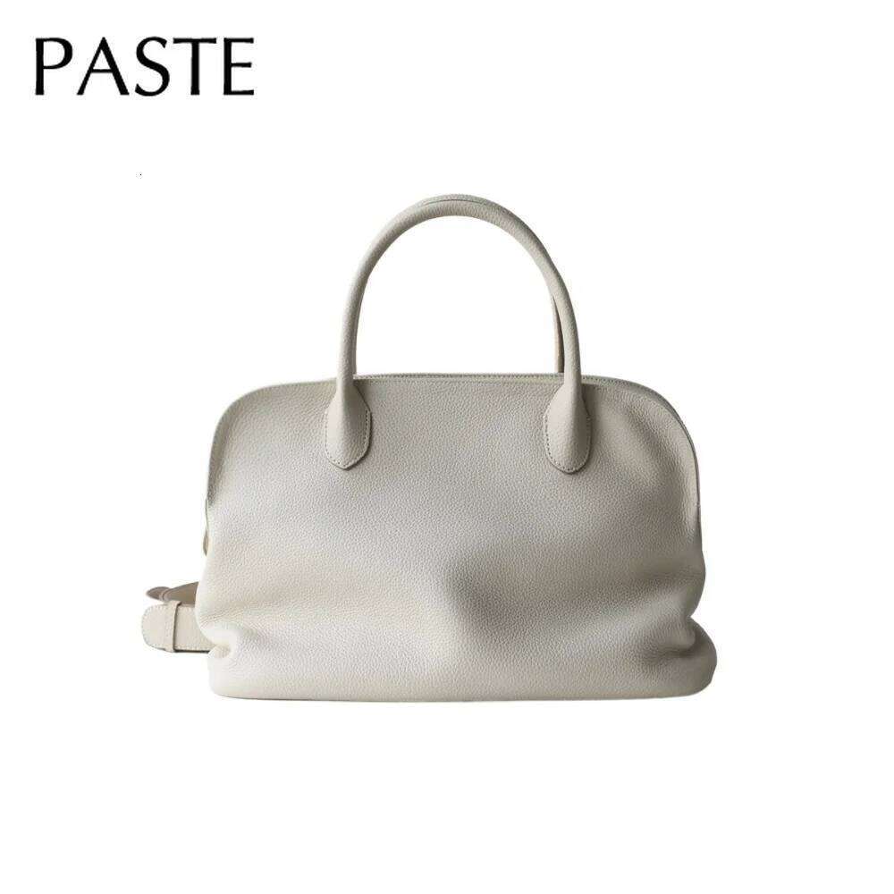 White Soft Large Capacity Women Tote With Contours Imported Cow Leather Business OL Ladies Shoulder Bag Cowskin Handbag