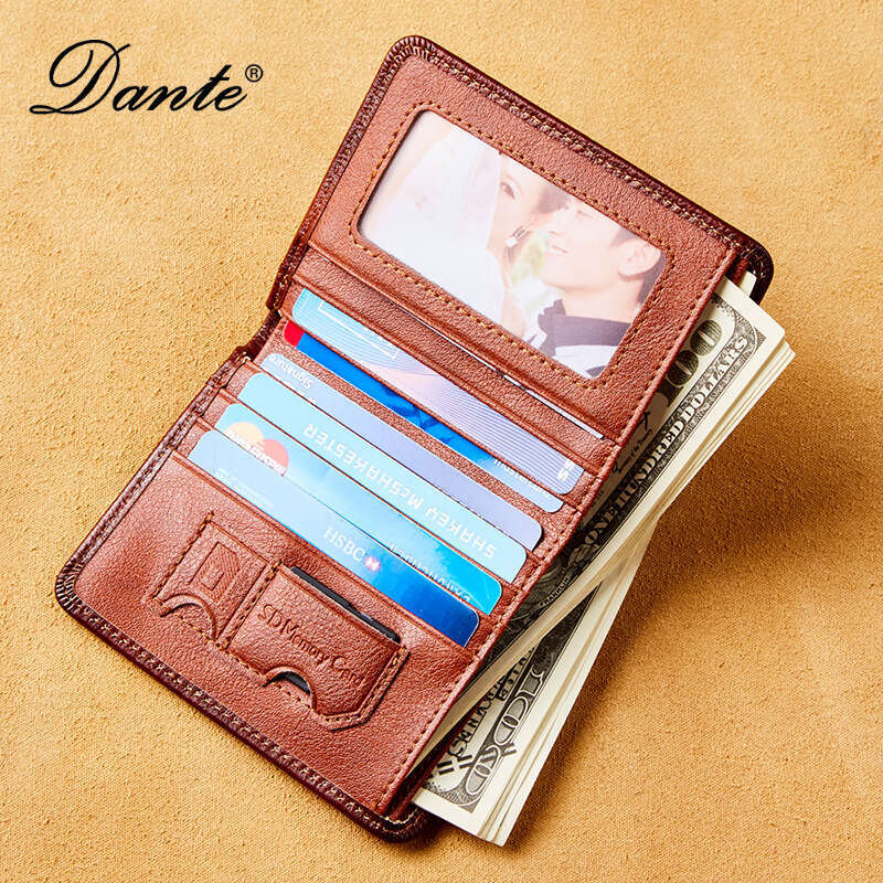 New Men's Two-Fold Vertical First Layer Cowhide Anti-Theft Card Swiping Anti-Degaussing Genuine Leather Wallet