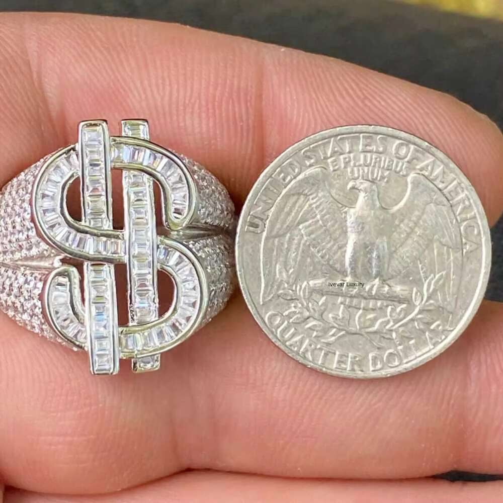 Luxury Iced out Moissanite Diamond Gold Plated 925 Sterling Silver VVS for Wedding or Gift Hip Hop Rings for Men