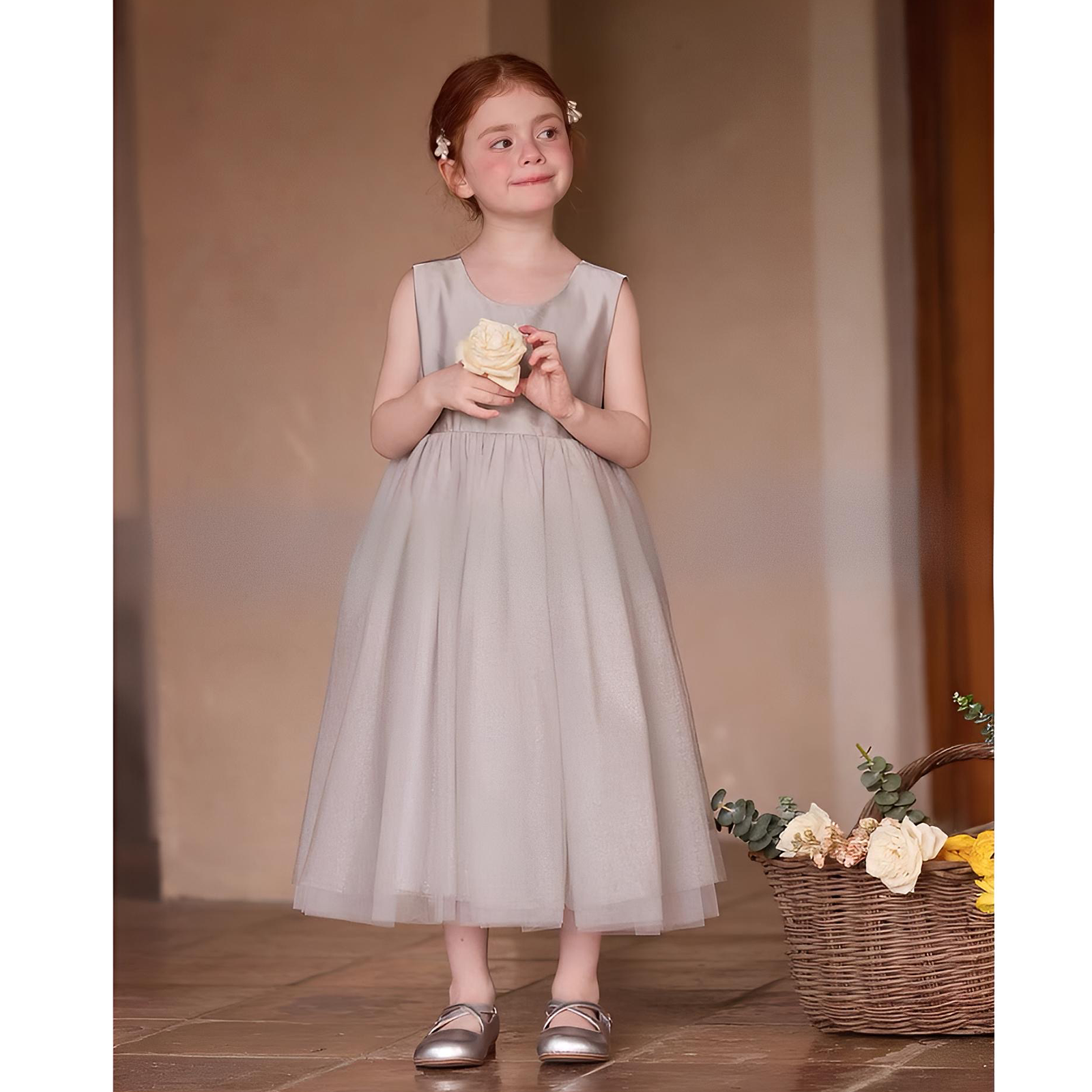 Girls' simple dress casual dress fluffy gauze dress vest princess dress