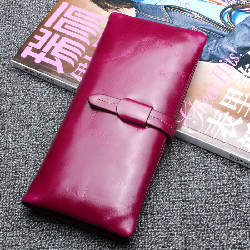 Women's purse New Zipper Wallet Long Large Capacity Head Layer Leather Leather Men's clutch bag