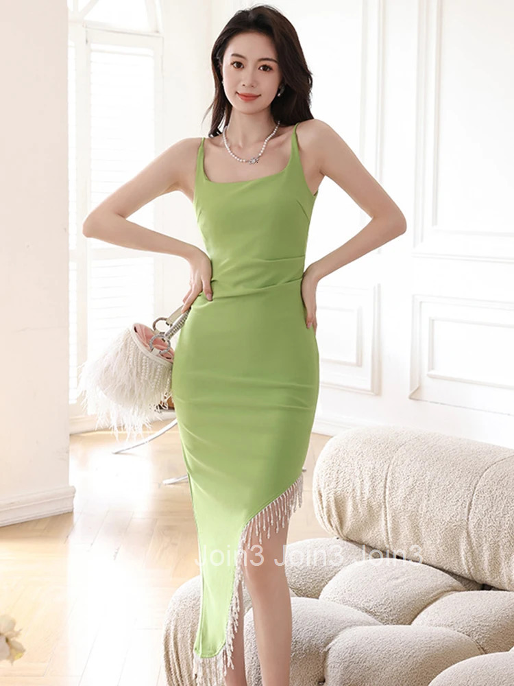 Fashion Summer Evening Long Dress For Women Elegant Luxury Chic Sexy Strap Slim Midi Party Club Prom Robe Femme Mujer Vestidos