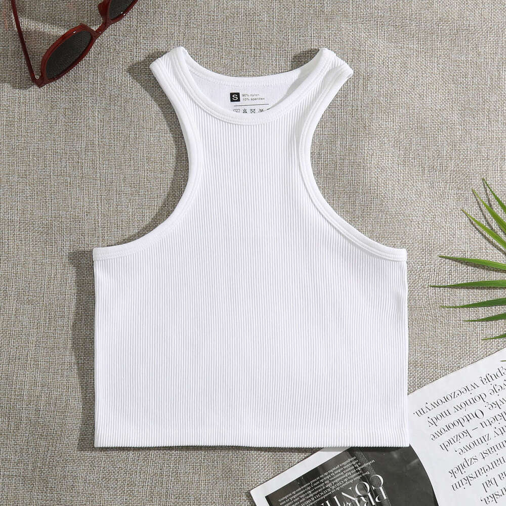 Women's Halter Neck Nylon Sports Bra Yoga Sweat-Wicking Seamless Underwear Running Quick-Dry Tank Top Short Style