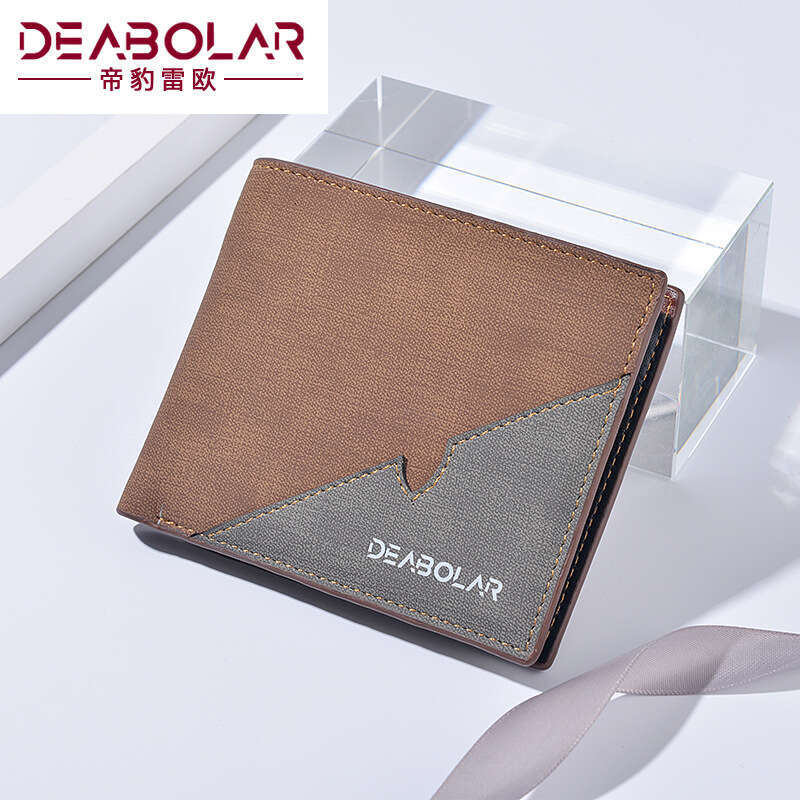 New Korean Style Fashion Men's Short Personality Patchwork Leather Wallet Coin Purse