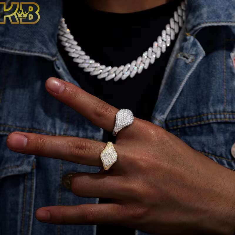 925 Sterling Silver Moissanite Diamond Ring Iced Out Hip Hop Style for Men Heavy Duty Big Face Bling Jewelry