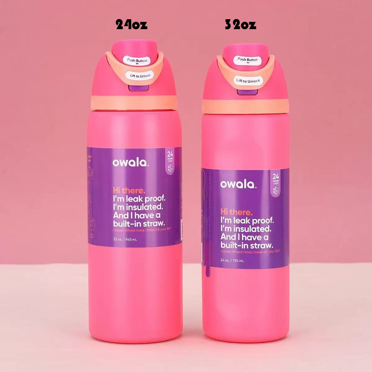 OWALA Insulated Stainless Steel Sports Water Bottle Cold insulation cup Tumbler for Outdoor Camping, 2 Sizes (24oz, 32oz), Vacuum Sealed Travel Mug dh