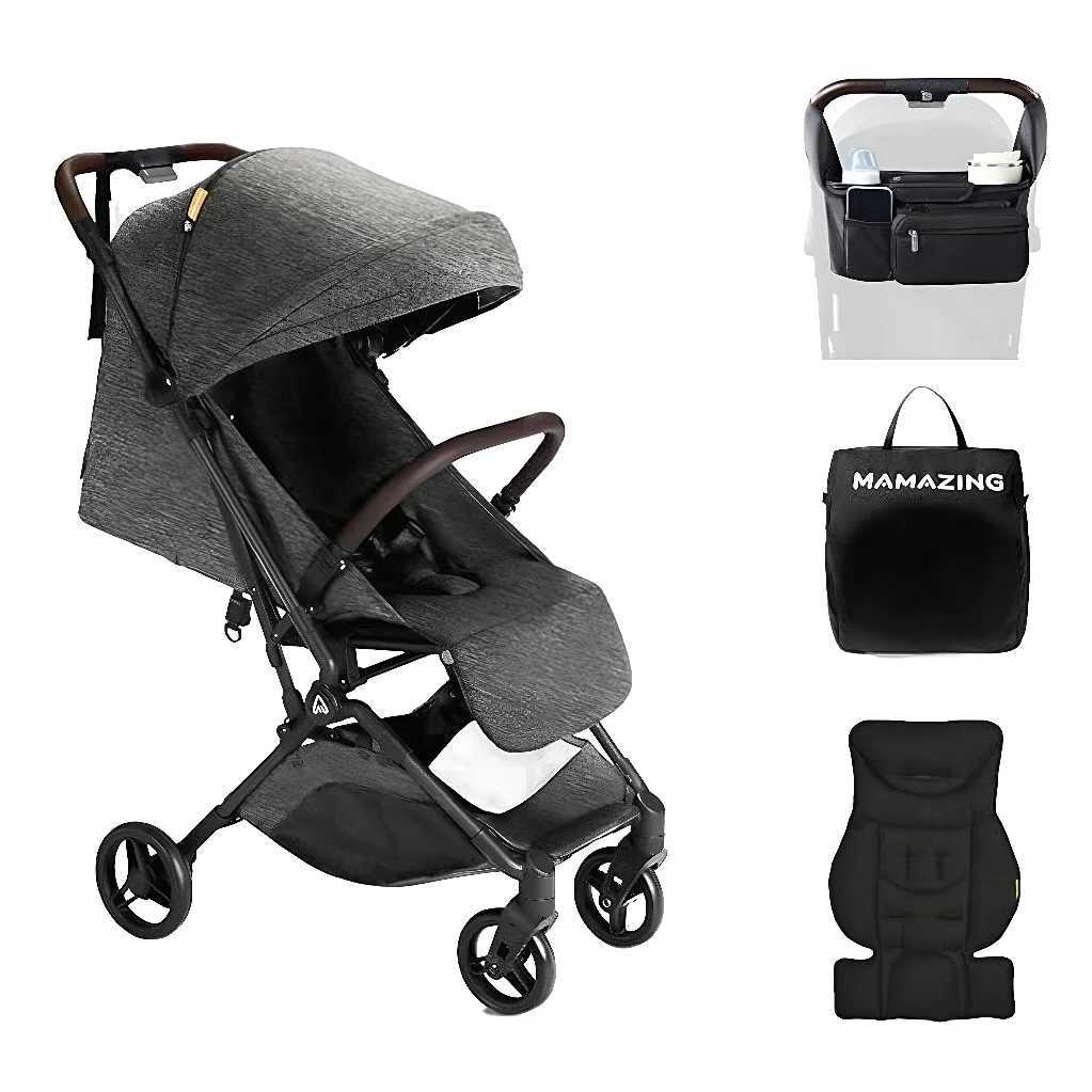 MAMAZING Ultra Air Compact Travel Stroller Carbon Fiber Frame 11.6lbs One-Handed Fold w/Cushion Storage (BLACK) XJ250623