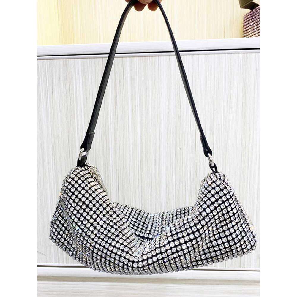 Trendsetting Rhinestone Adorned Evening Tote - Luxury Chain Shouldered Cross Body