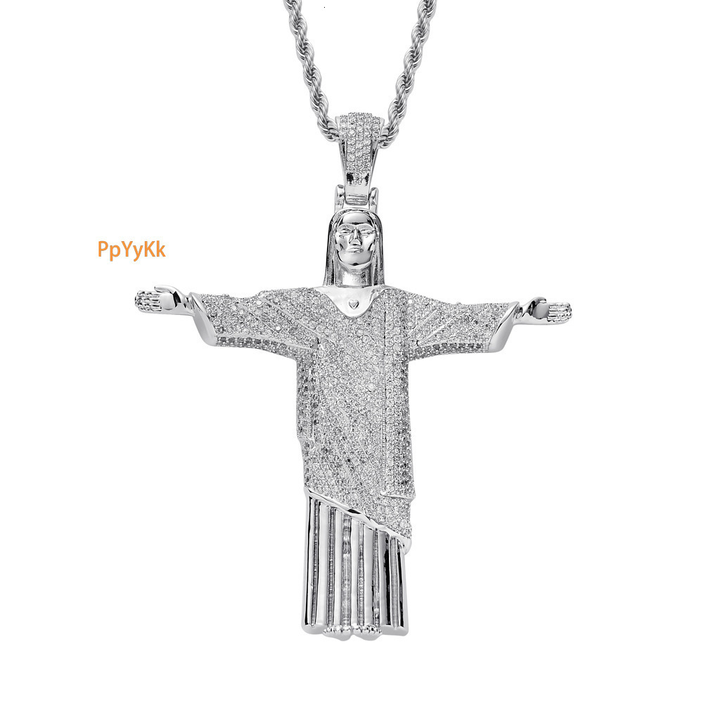 Luxury 18K Gold Moissanite Cross Pendant Diamond Studded Hip Hop Necklace silver fashion jewelry necklaces Pass the diamond tester
