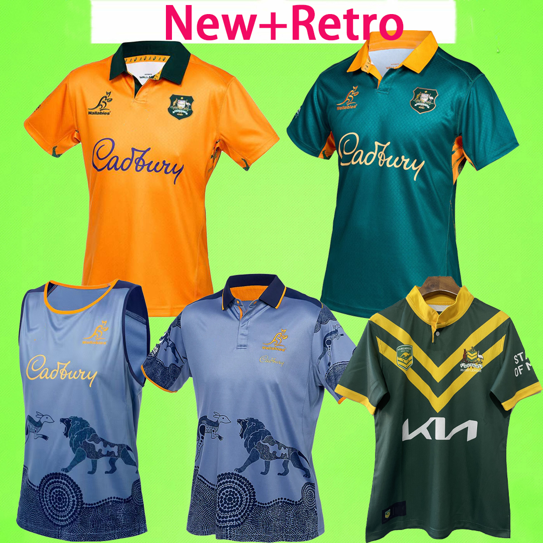 Mens 2025 Home Jersey Men's Training uniform Polo Shirt T Classic Kangaroos Rugby League 25 26 Australia Home away retro 1999 yellow orange Wallabies Lions Tour green