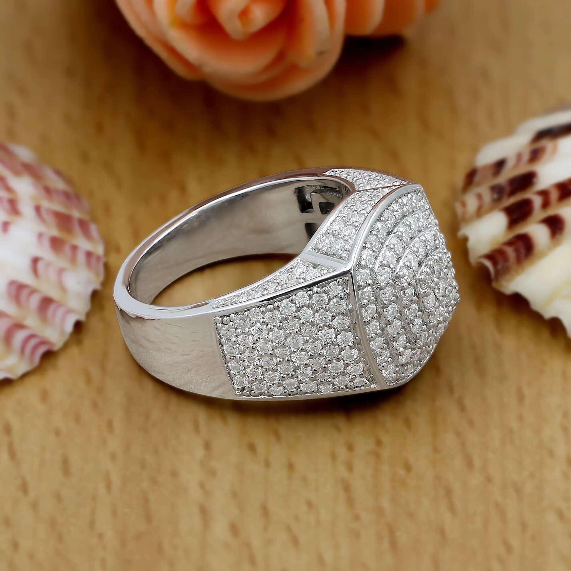 Big Moissanite Iced Out Hip Hop Ring for Men Micro Paved Iced Out Synthetic Diamond Big Hollow Jewelry Gift for Him Boyfriend