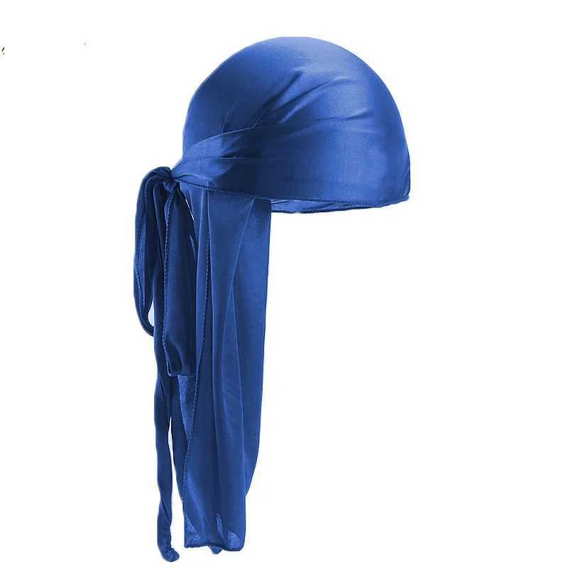 New Solid Color Casual Durag Silky Durag For Men Pirate Hat Chemo Caps Satin Bandana Elastic Turban Cap Cycling Hats M250623