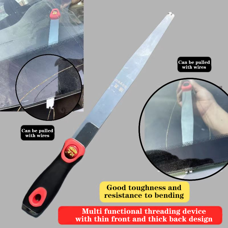 Automotive glass disassembly threading tool, extended threading, pull-out threading