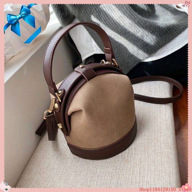 Popular Choice Fashion Women's Two Tone Brown Beige Bucket Bag Perfect For Travel And Everyday Use A Must-Have Tote Bag