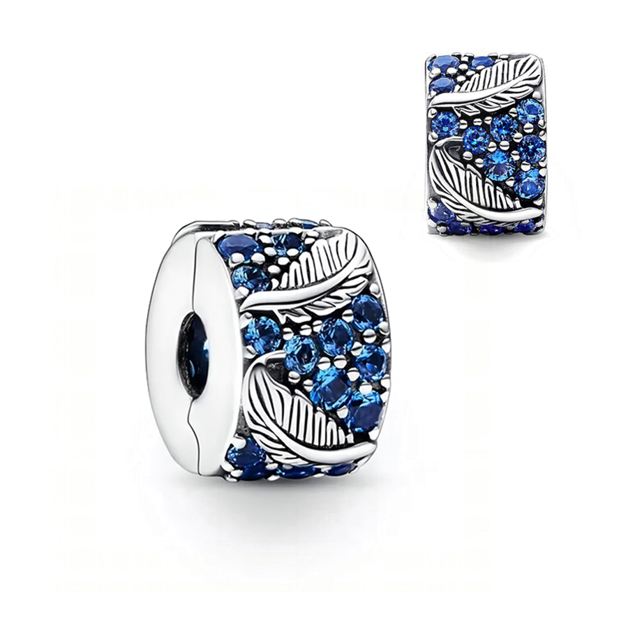 FewDook Fashion Silver Color Colorful Zircon Feather Starfish Shell Separator Charms Beads Fit Pan Original Bracelet Fine DIY Women Jewelry