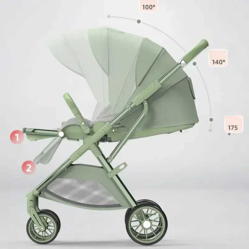 2025 Portable Baby Stroller Foldable Two-way Multifunctional Lightweight Baby Stroller Four-wheel Baby Stroller with Mother Bag XJ250623
