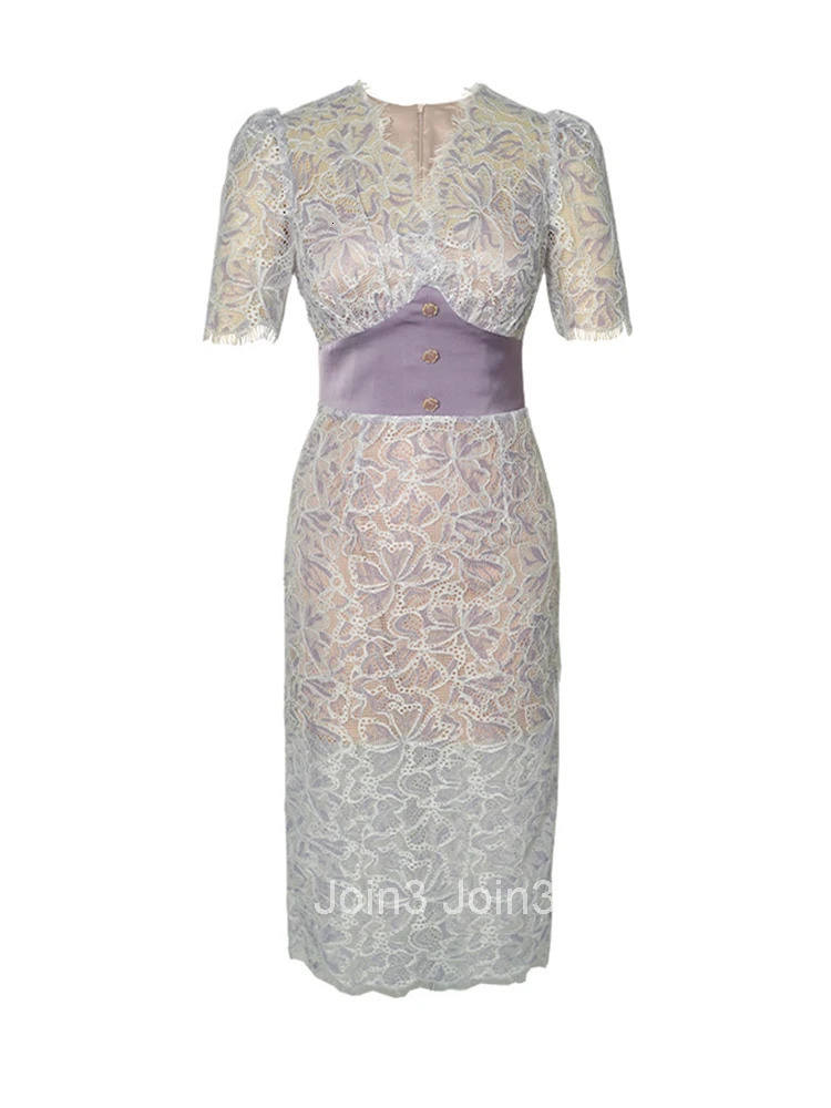 New Summer Elegant Women Evening Dress Temperament Lace Sheer Sexy V-Neck Corset Slim Midi Party Club Prom Femme Mujer Vestidos