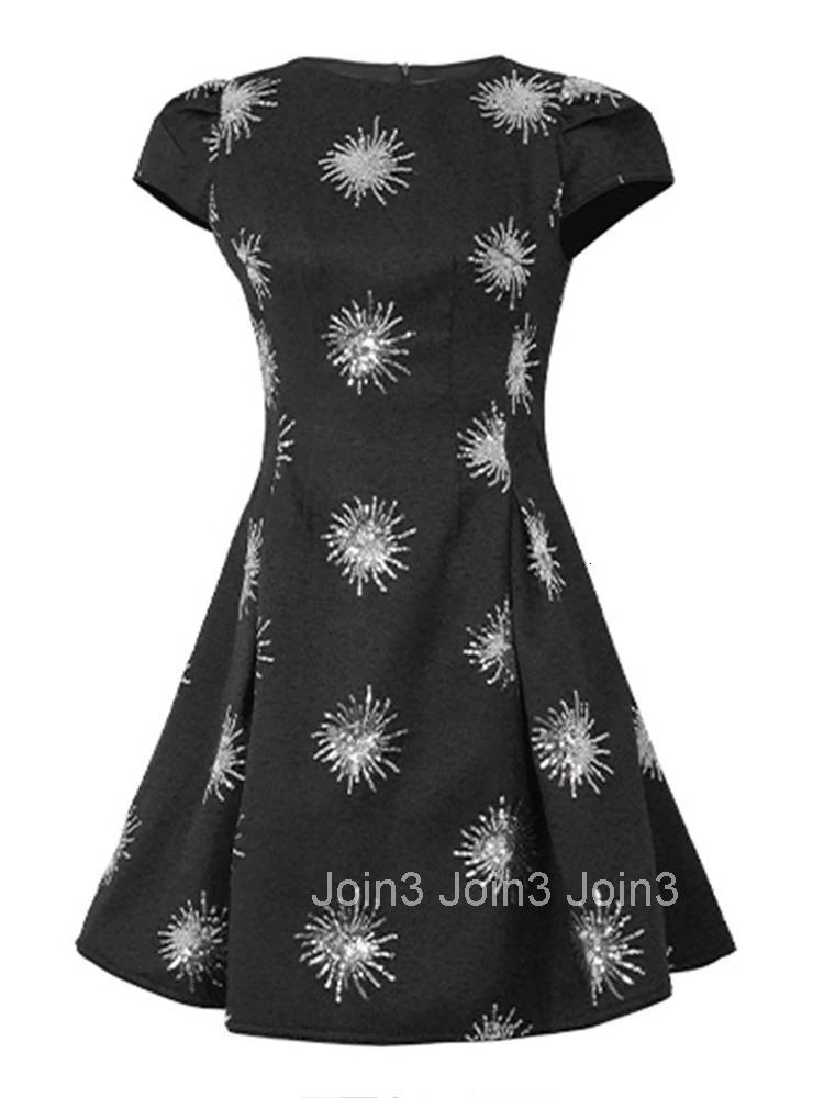 Women Clothes Black Silvery Sequin Short Sleeve Slim A-Line Mini Short Dress Elegant Luxury Fashion Party Prom Vestidos Casual N