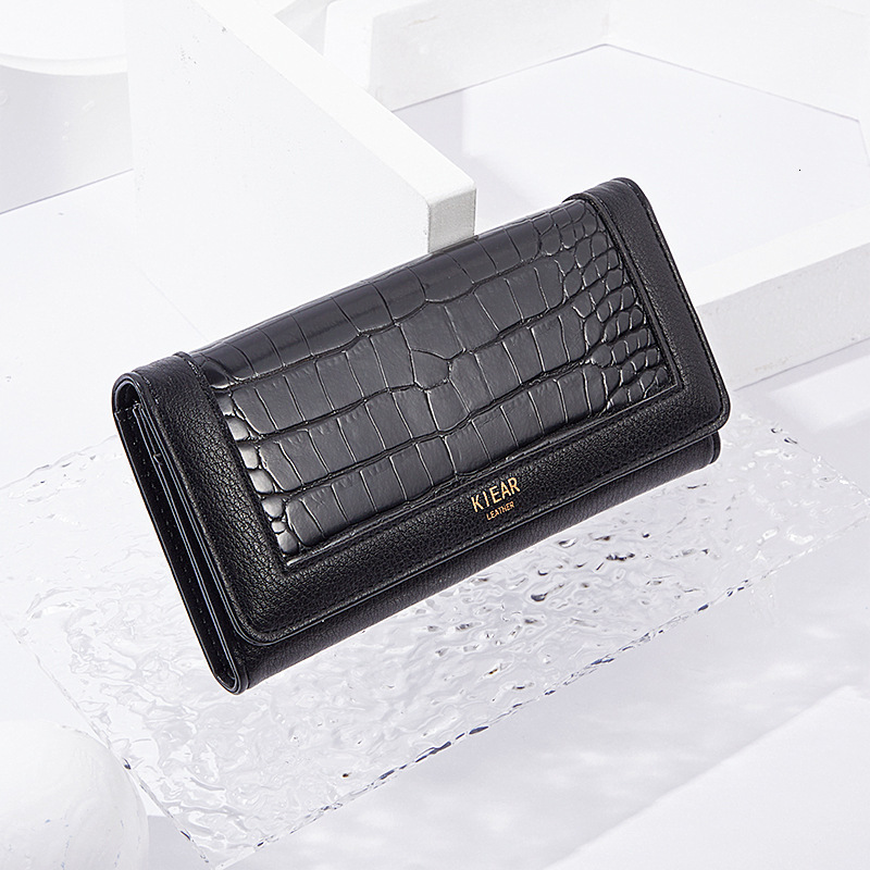 Free Shipping 2025 New Designer Bag New Women Wallet Long Style Women's Wallet European And American Crocodile Pattern Buckle Women's Clutch