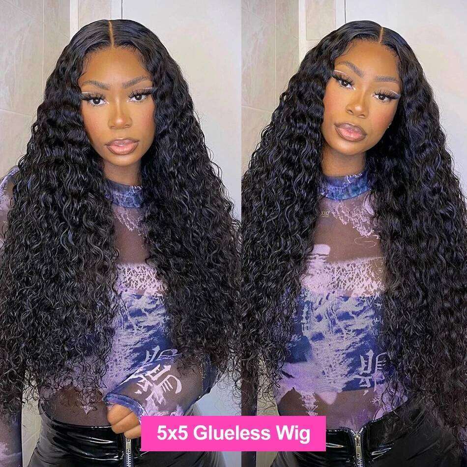 220 Density Brazilian Loose Deep Wave 5x5 Glueless Closure Ready To Wear Human Hair Wig Preplucked Curly Pre Cut HD Lace Wigs