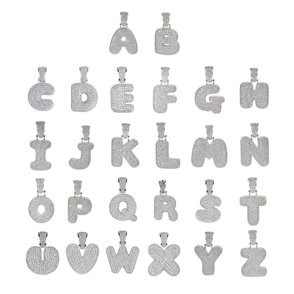 26 Letters Diamond Inlaid Creative Trendy Hip Hop Personalized Moissanite Pendant Pass the diamond tester