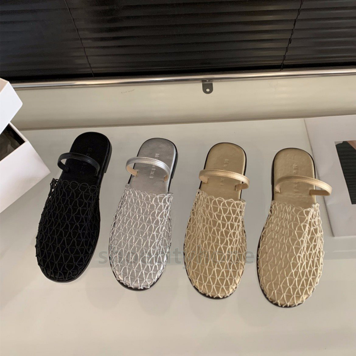 designer sandals summer slippers beach slides womens sliders casual mules hollow out fishing net slipper fashion breathable flats women shoes