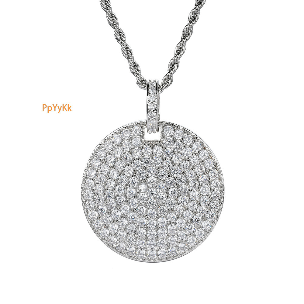 Luxury Designer Round Shiny Diamond Inlaid Full Iced Out Dog Tag Pendant Men's Hip Hop Moissanite Jewelry Pass the diamond tester