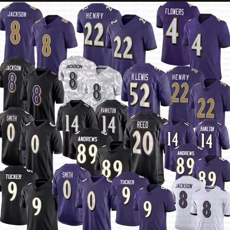 Lamar Jackson Football Zay Flowers Jersey Derrick Henry Baltimorees Raven Ray Lewis Roquan Smith Mark Andrews Justin Tucker Deonte Harty Odafe Oweh Humphrey