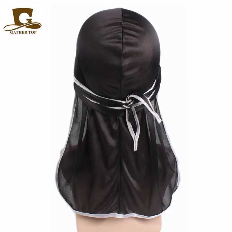 Unisex Men Women Satin Breathable Bandana Hat Silky Durag do doo du rag long tail headwrap M250623