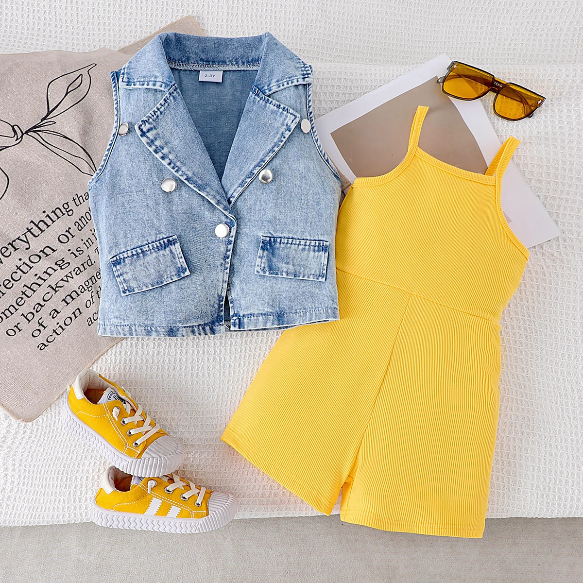 2PCS Summer CrossBorder European And American Girls 27 Years Old Comfortable Fashion Denim Vest Suspender Jumpsuit 250619z