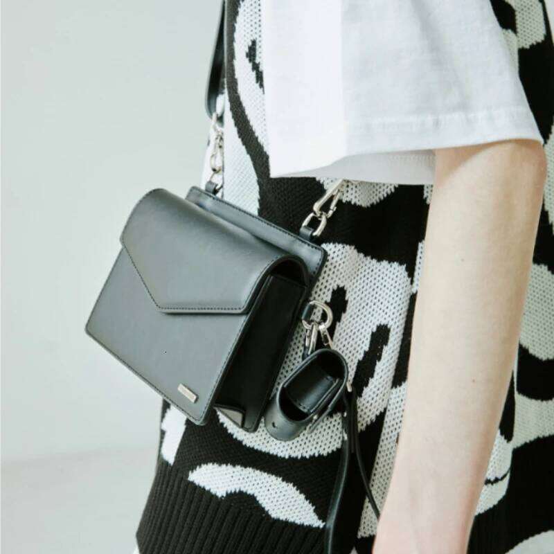 Designer Men Shoulder Leather Small Square Bag Solid Flap Crossbody Messenger Bags Fashion Phone Purse 2Pcs Set 2023