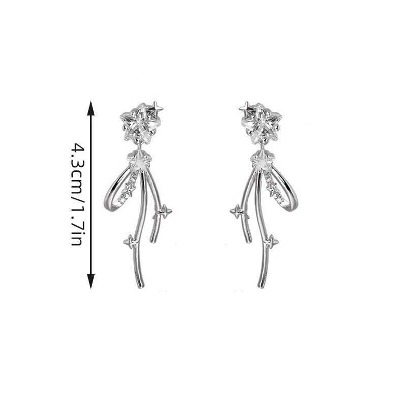 Y2K Zircon Star Bow Drop Earrings for Women Elegant Crystal Sparkling Star Tassel Stud Earring 2025 New Earrings Egirl Jewelry XJ250623