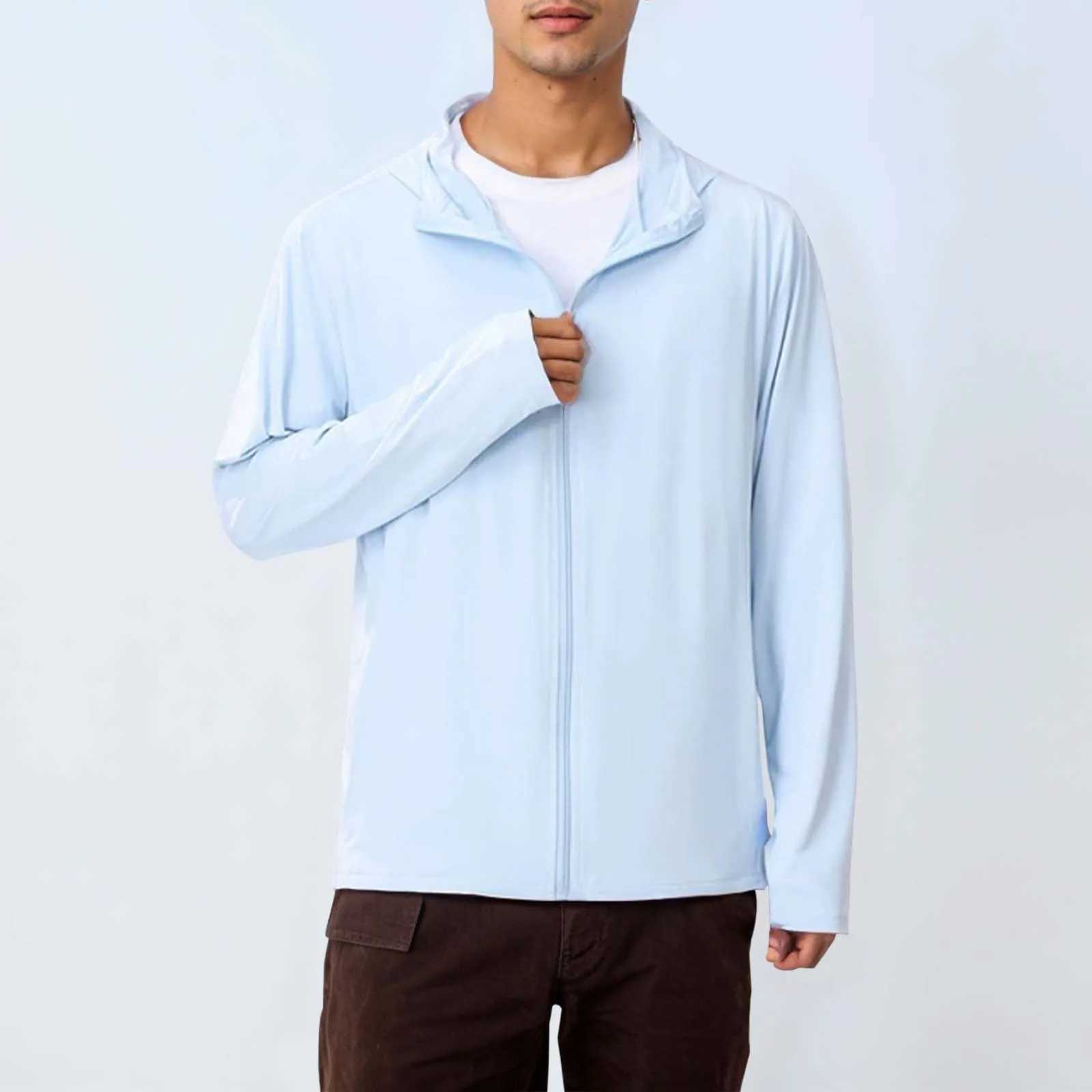 Mens UPF 50+ Sunscreen Jacket Outdoor Lightweight Zip Up Long Sleeve Fishing Hiking Shirt Coat Breathable Mens Cycling Jackets W250623