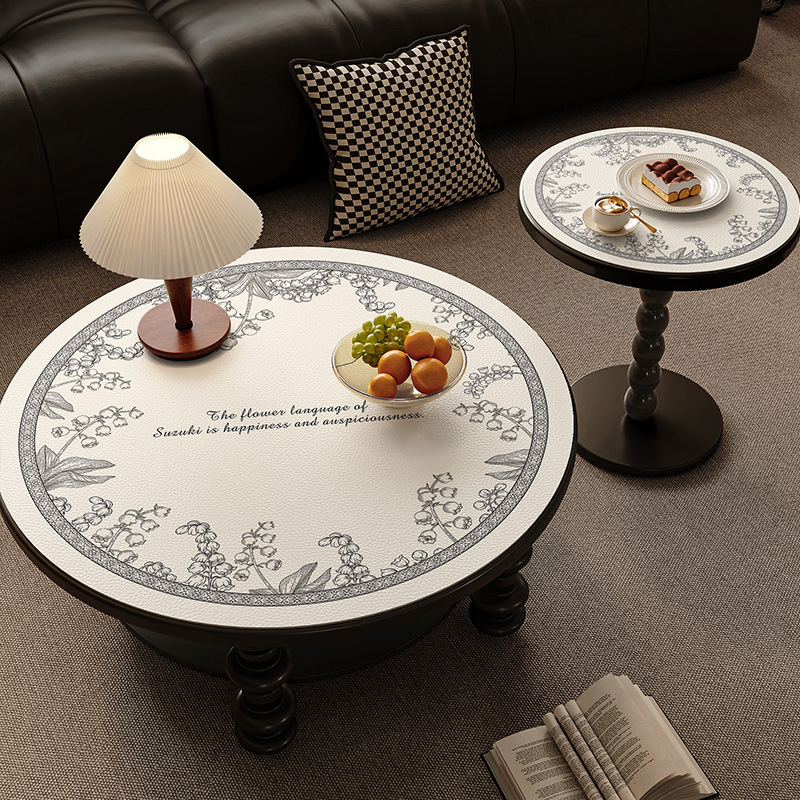 Classic Circular Wooden Grain Effect Protector Pad Non-Slip Design Ideal for Kitchen Tables