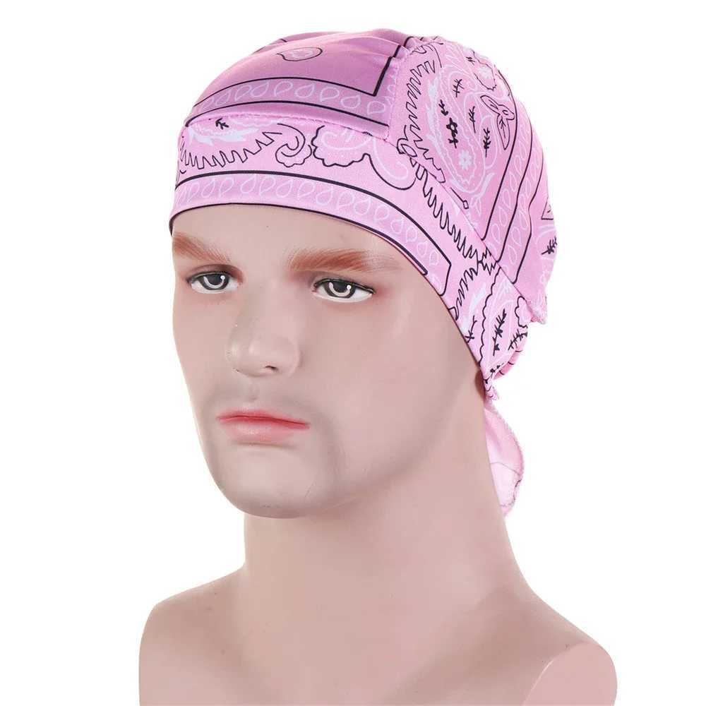 Unisex Men Print Women Bandana Durag Headwear Pirate Cap Wrap Hats Headband Du-Rag Cycling Bike Turban Outdoor Beanies Skullies M250623