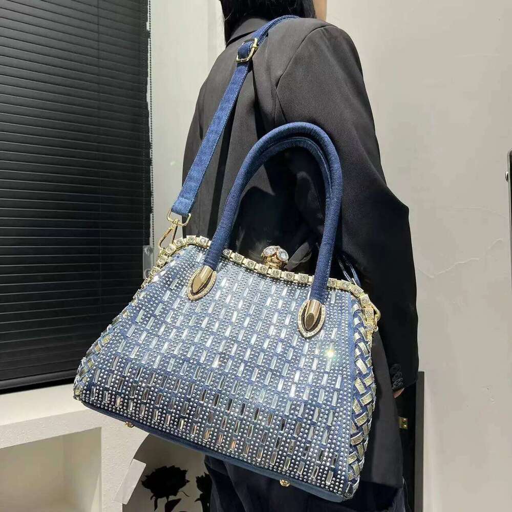 Women's Fashion Denim Elegant Handbag Large Capacity Full Dia Shoulder Crossbody Bag