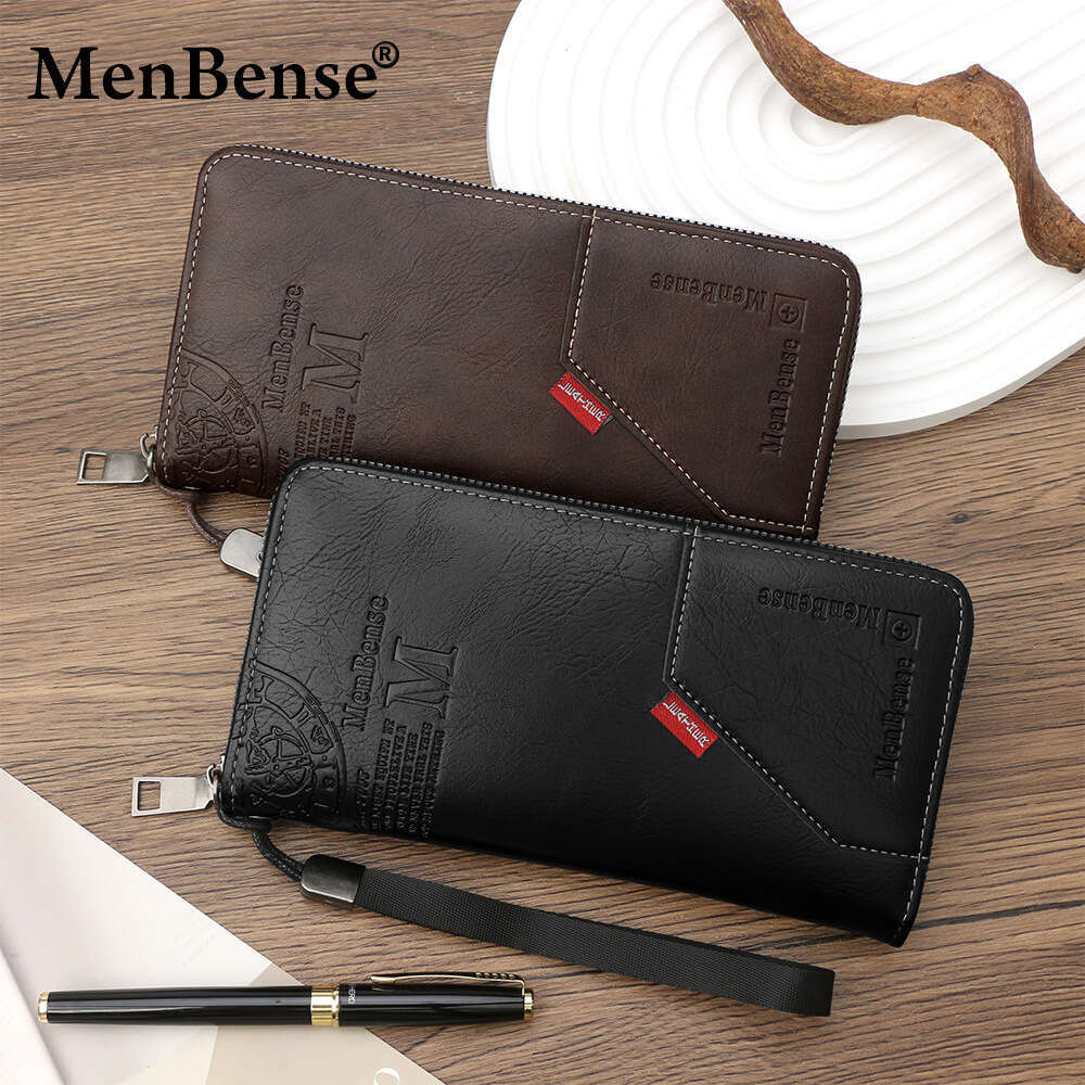 PU Leather Long Men's Style Zipper Clutch Multi-Card Slot Large Capacity Phone Bag Wallet