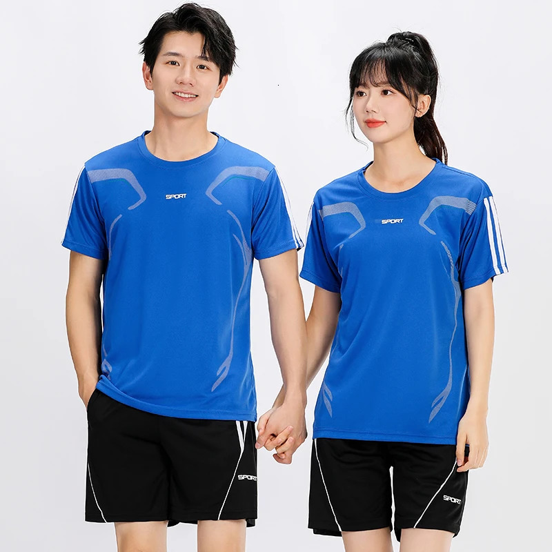 Ultra-thin Breathable Ice Silk Couple Sports Short Sleeved Shorts Set For Comfortable Versatile Outdoors Quick Drying Top 250617