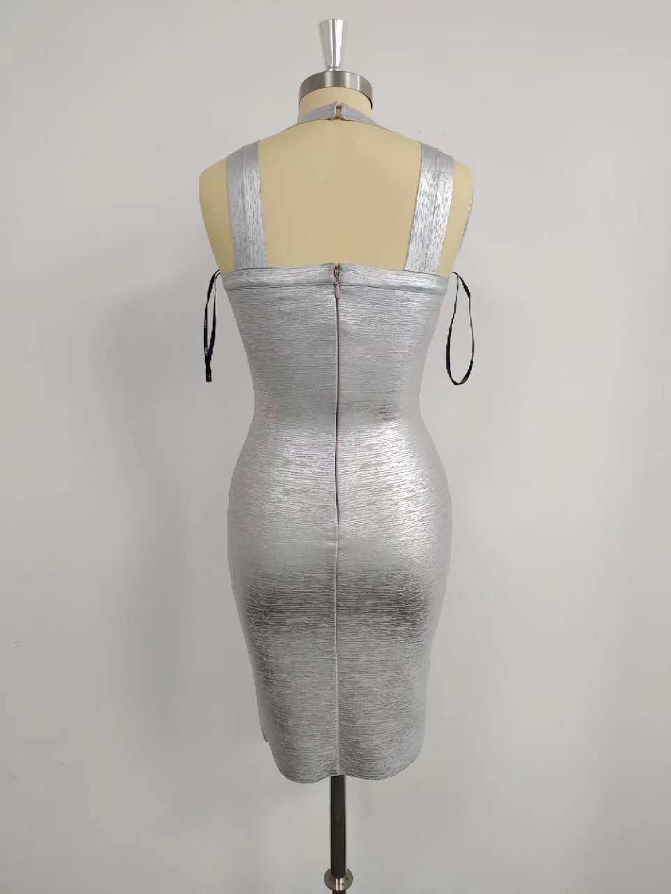 X1404 Women's simple French style gold stamping multi-color sexy bandage backless slim sleeveless mini dress