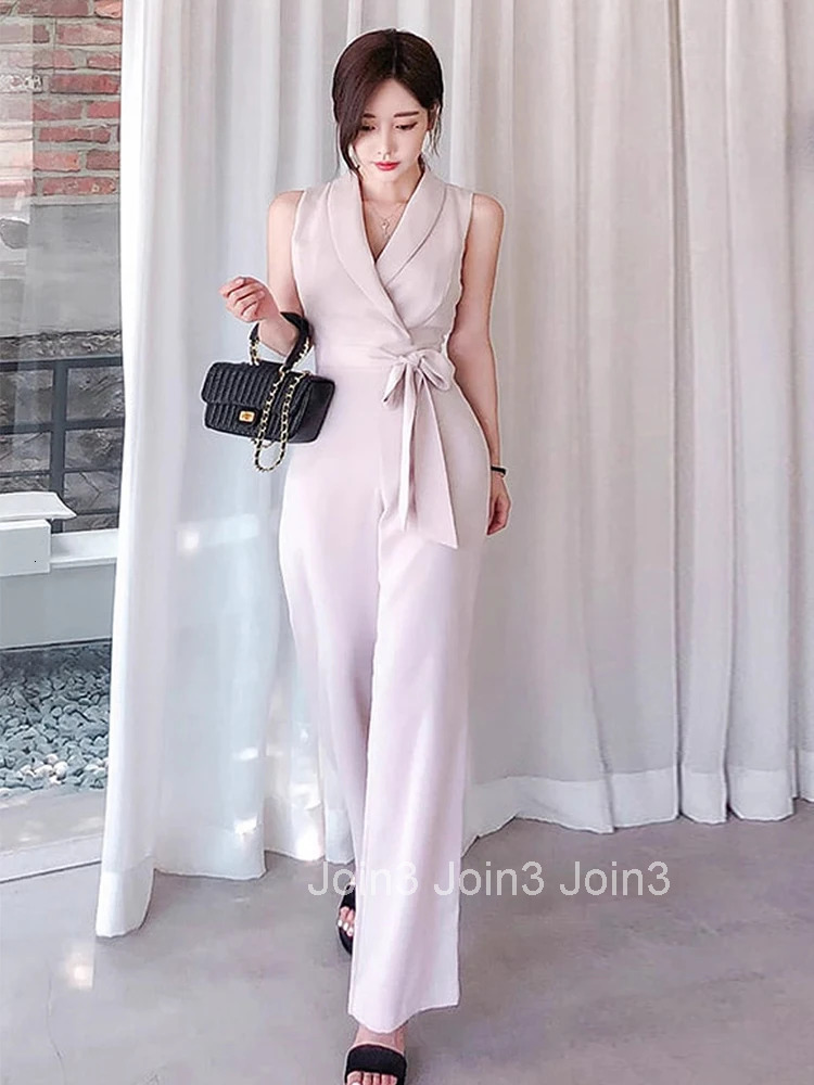 Women Clothes Solid One Piece Long Jumpsuits Elegant Formal Vintage Sleeveless Female Mujer Wide Leg Loose Rompers Casual Summer
