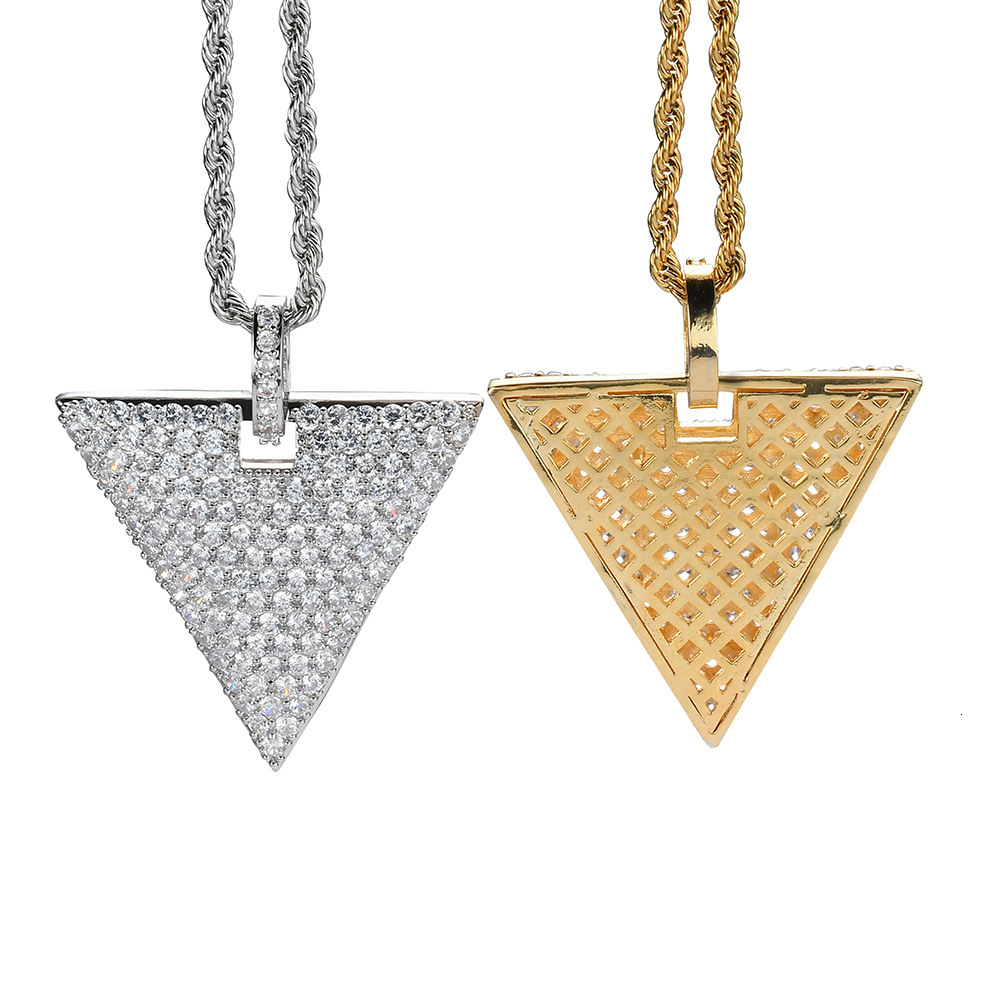 Hip Hop Men Triangle Diamond Inlaid Trendy Brand Geometric Moissanite Statement Pendant Pass the diamond tester