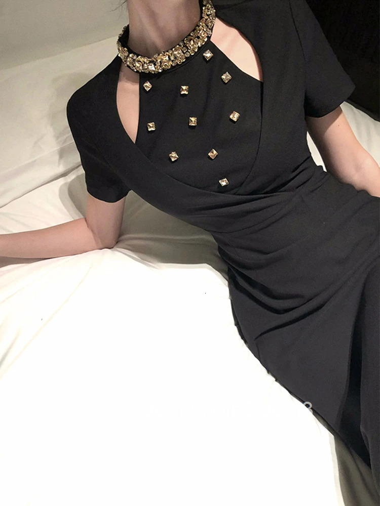 Women Clothes Black Sexy O-Neck Slim Maxi Long Dress Elegant Luxury Fashion Party Prom Vestidos Robe Fashion Formal Occasion New