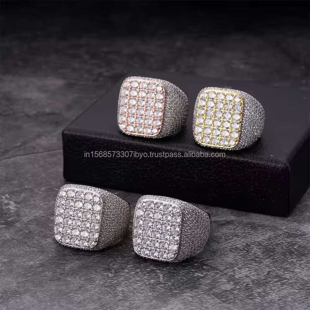 Elegant Diamond Hip Hop Ring Square Shape Big Size Ring in 925 Silver Jewelry with VVS Quality Moissanite Diamonds Jewelry Gift